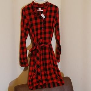 NWT Gap flannel red plaid holiday dress